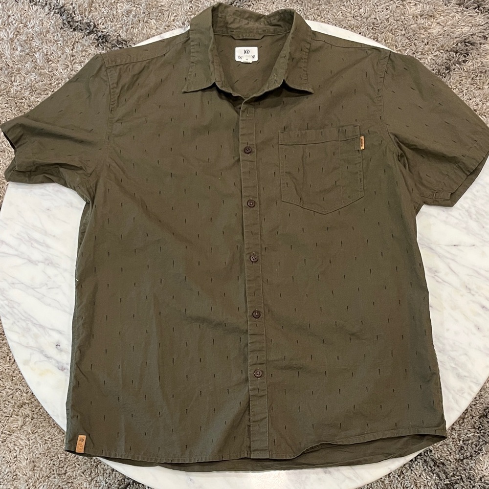 tentree Men's Forest Green Casual Button Down Shirt